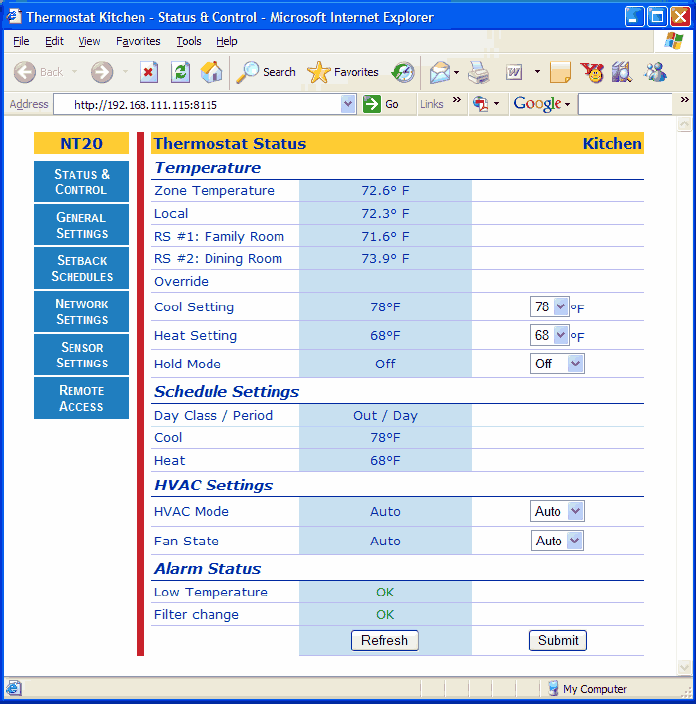 Click Image for a Larger View of the Web Access Interface